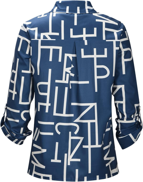 Hannah | Elegancka damska koszula z nadrukiem | Długi rękaw