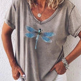 Eleanor | Camiseta con escote en V y estampado de libélulas
