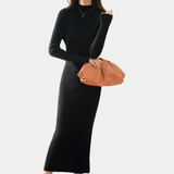 Damen Langarm Midi Strickkleid
