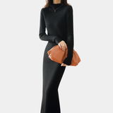 Damen Langarm Midi Strickkleid