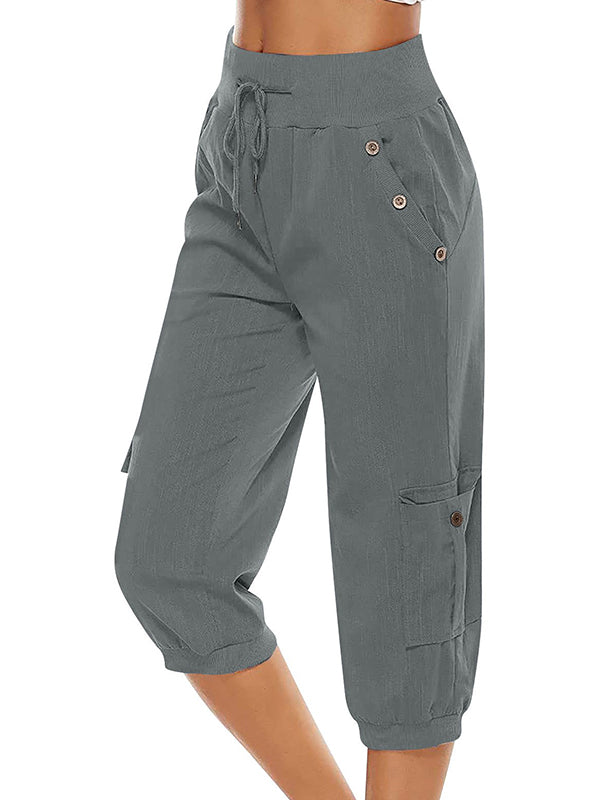 Aerilia | Damskie luźne spodnie capri | Lekkie