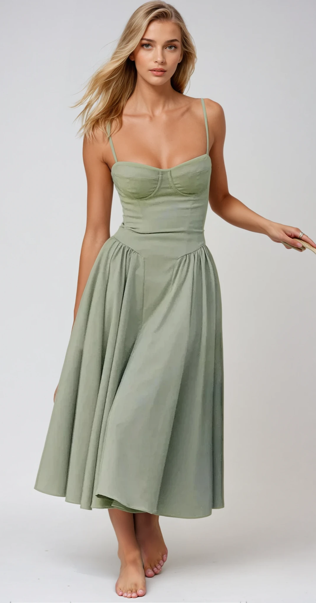 Damen A-Linien Midi Hochzeitsgast Kleid