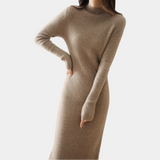 Damen Langarm Midi Strickkleid