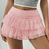 Damen Texturierte Mehrlagige Mini Röck