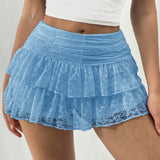 Damen Texturierte Mehrlagige Mini Röck