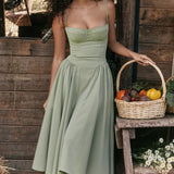 Damen A-Linien Midi Hochzeitsgast Kleid