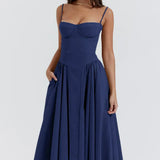 Damen A-Linien Midi Hochzeitsgast Kleid