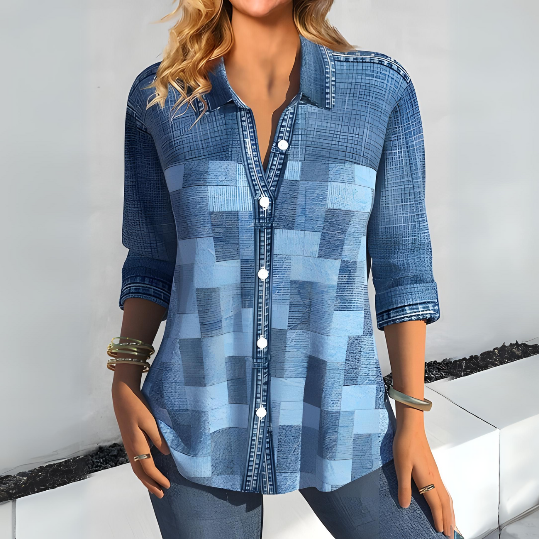 Apryl | Damen Langarm-Bluse | Knopfleiste
