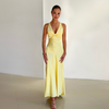 Damen Ärmellose Maxi Gelbe Kleid