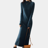 Damen Langarm Midi Strickkleid