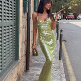 Damen Ärmellos Pailletten Silvester Kleid