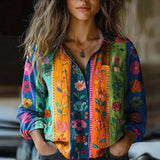 Amelia | Boho-Muster Quasten-Bindung Bluse