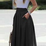 Marre | Damen Hoher Taille Plisseerock | Maxi