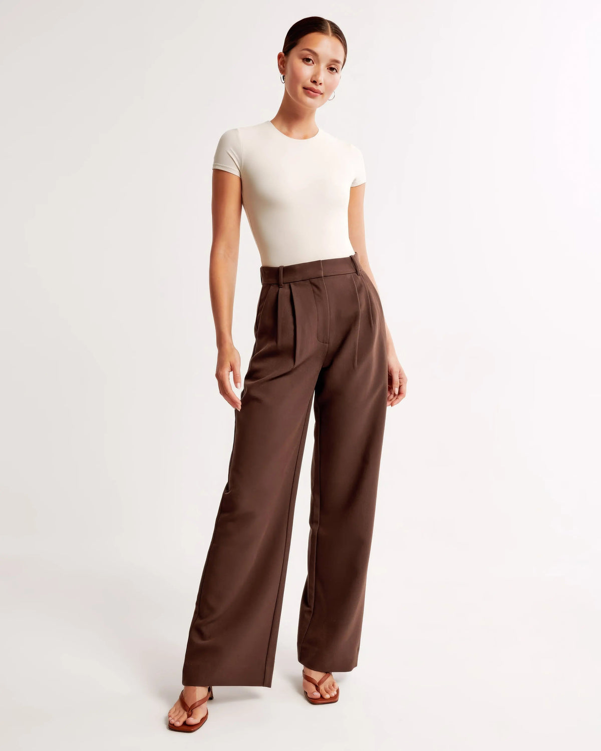 Damen Hohe Taille Lang Stoffhose