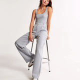 Damen Hohe Taille Lang Stoffhose