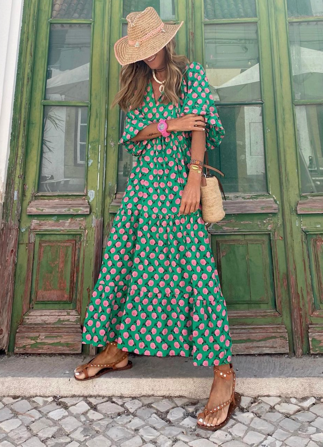 Berthilde | Robe d'été vintage pour femme | Maxi