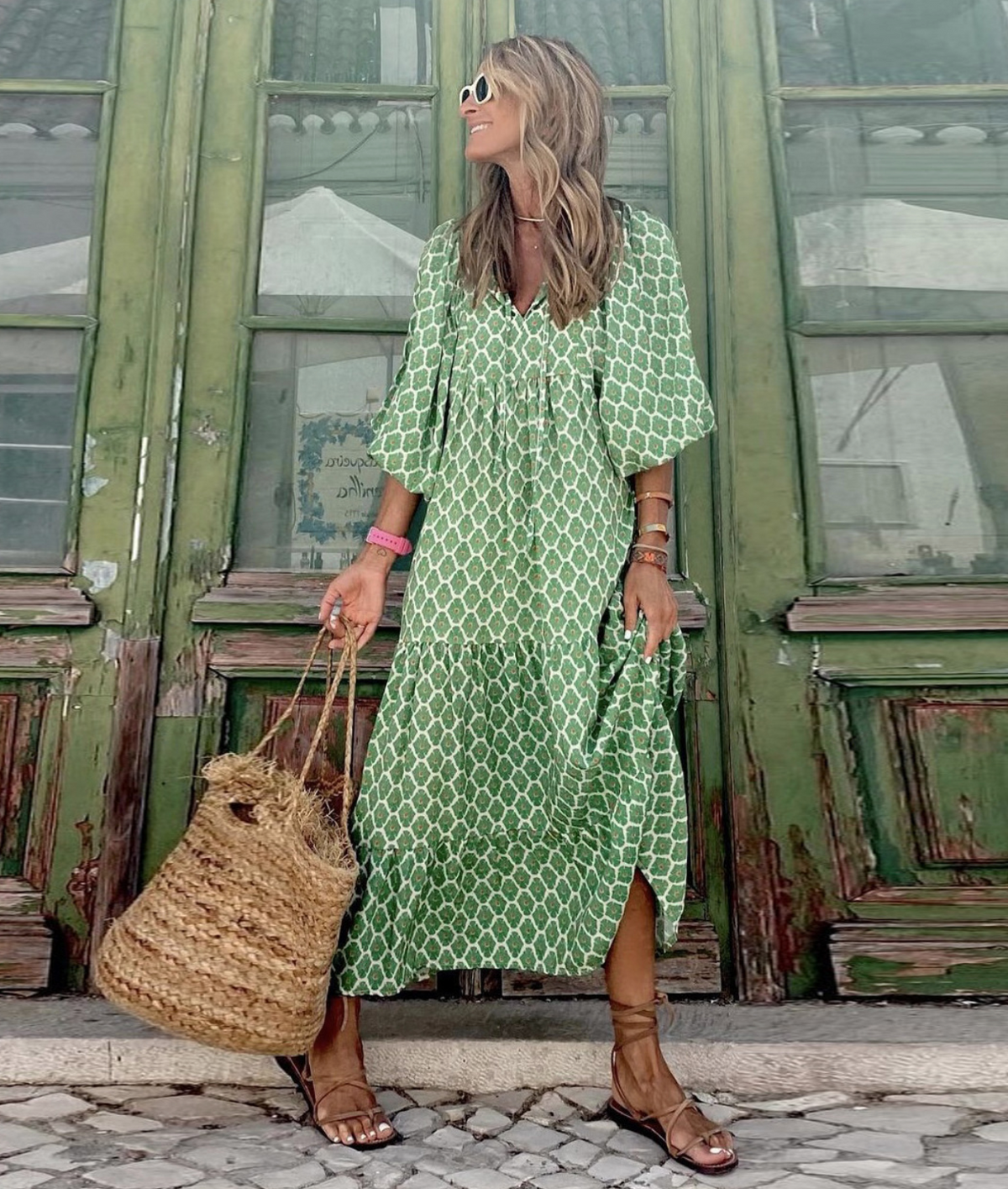 Berthilde | Robe d'été vintage pour femme | Maxi