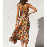 Damen Bedruckt Dünne Träger Midi Sommerkleid