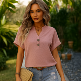 Keraze | Damen Elegant Stilvoll Oberteil | Kurzarm