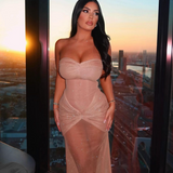 Damen Trägerlos Maxi Abendkleid