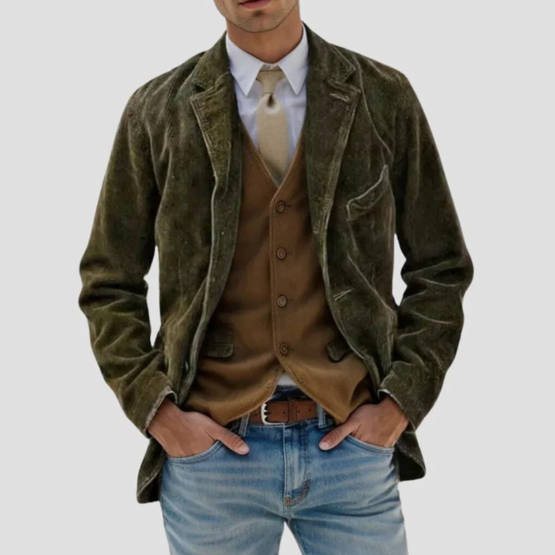 Herren Texturiert Cordjacke mit Taschen