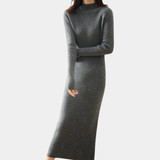 Damen Langarm Midi Strickkleid