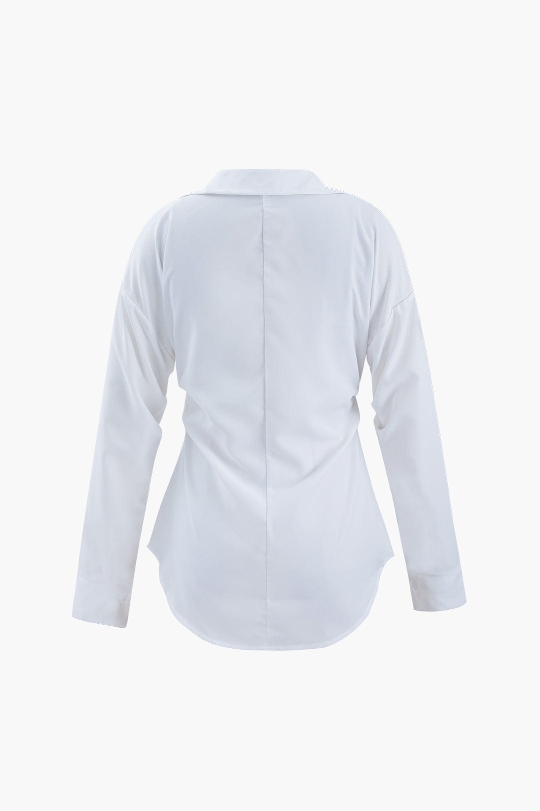 Damen Weiß Geknöpft Lang Bluse