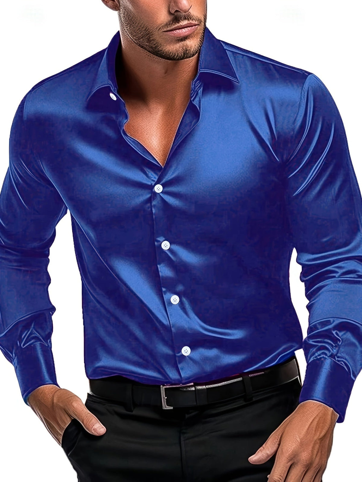 Herren Knopfleiste Langarm Hemd