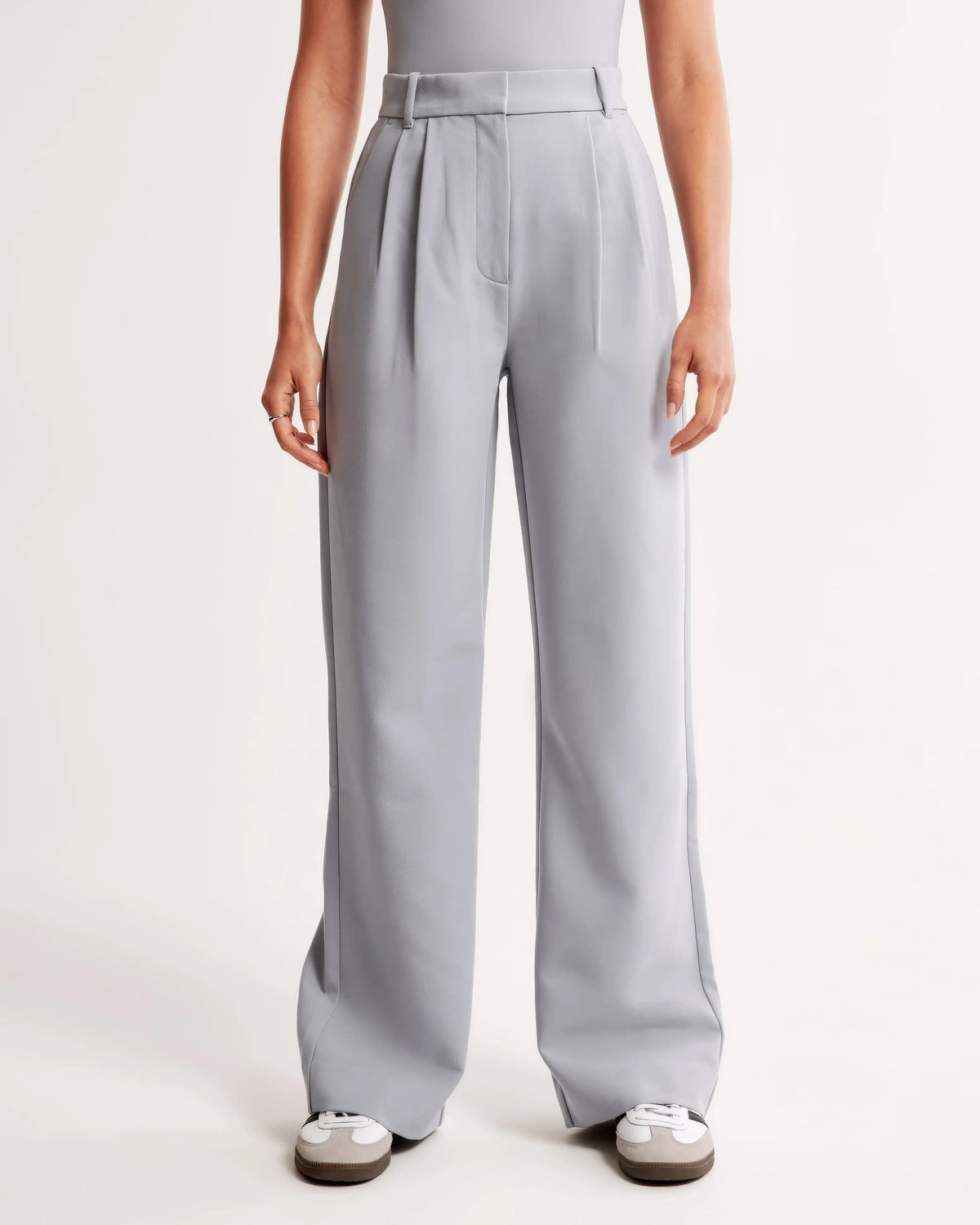 Damen Hohe Taille Lang Stoffhose