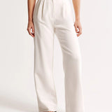 Damen Hohe Taille Lang Stoffhose