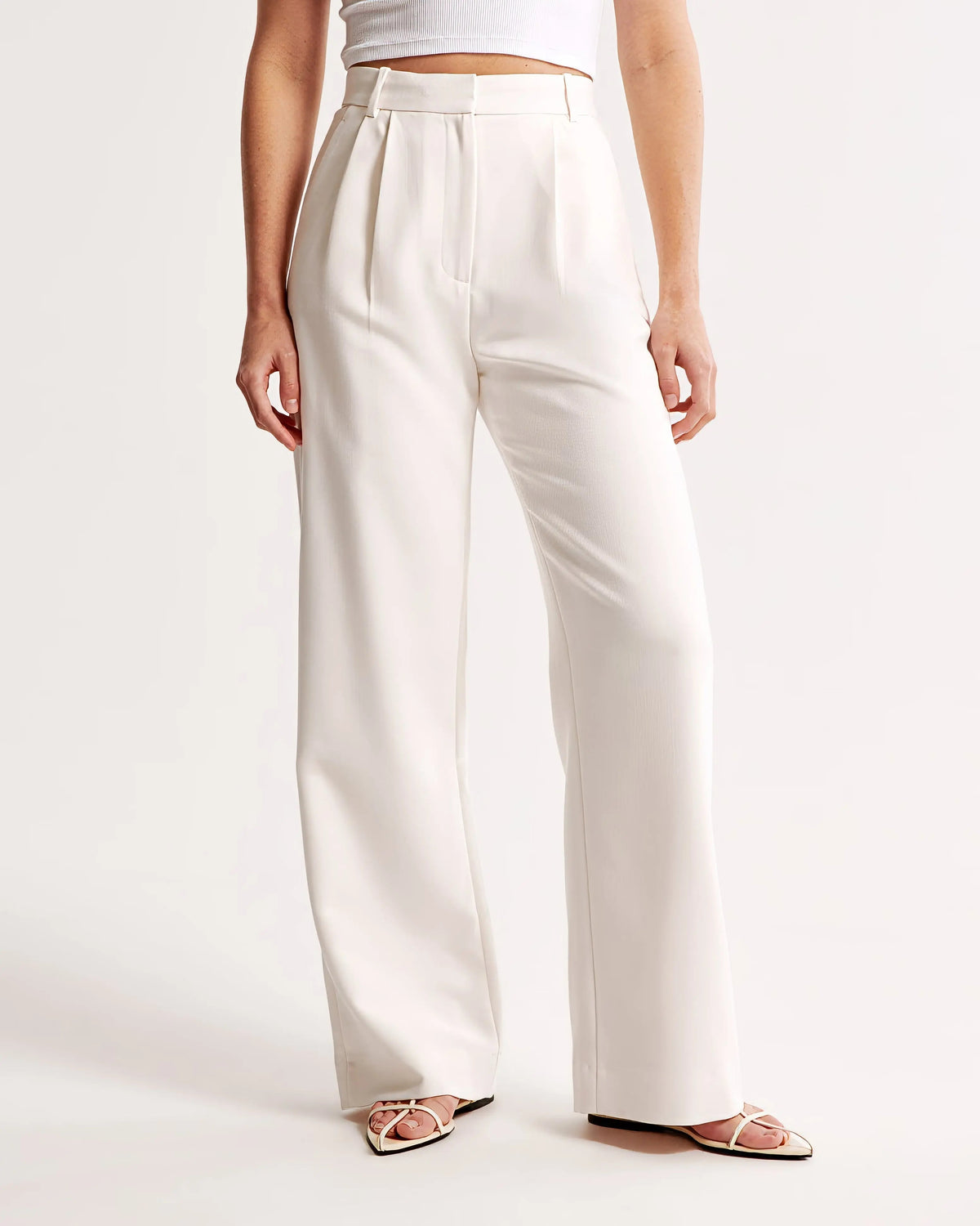 Damen Hohe Taille Lang Stoffhose