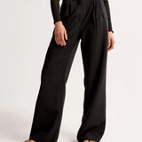 Damen Hohe Taille Lang Stoffhose