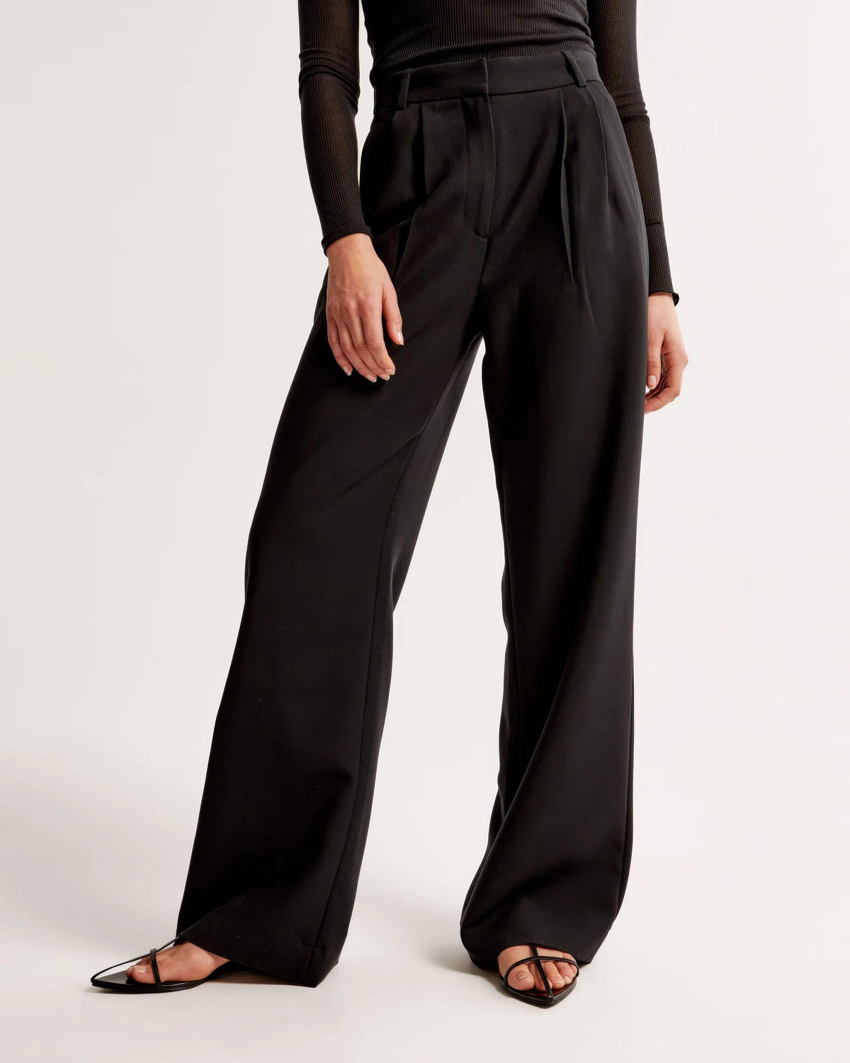Damen Hohe Taille Lang Stoffhose