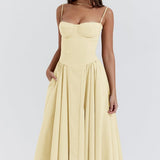 Damen A-Linien Midi Hochzeitsgast Kleid