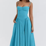 Damen A-Linien Midi Hochzeitsgast Kleid