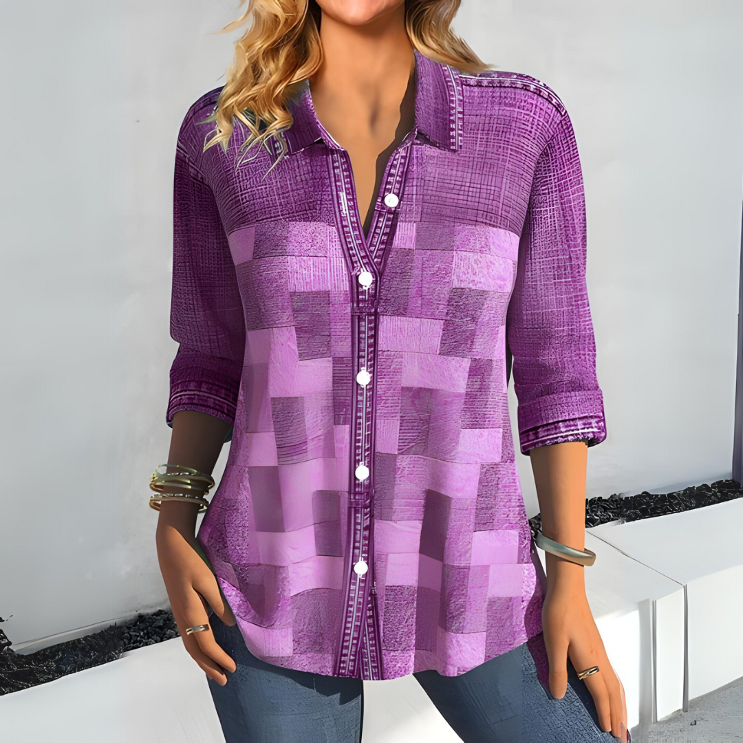 Apryl | Damen Langarm-Bluse | Knopfleiste