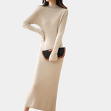 Damen Langarm Midi Strickkleid