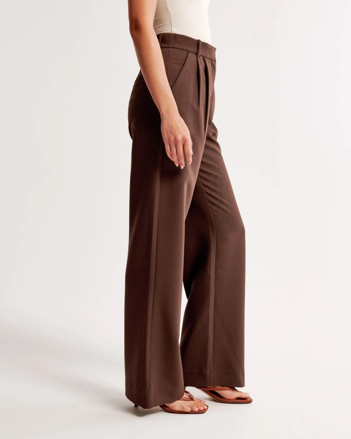 Damen Hohe Taille Lang Stoffhose