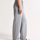 Damen Hohe Taille Lang Stoffhose