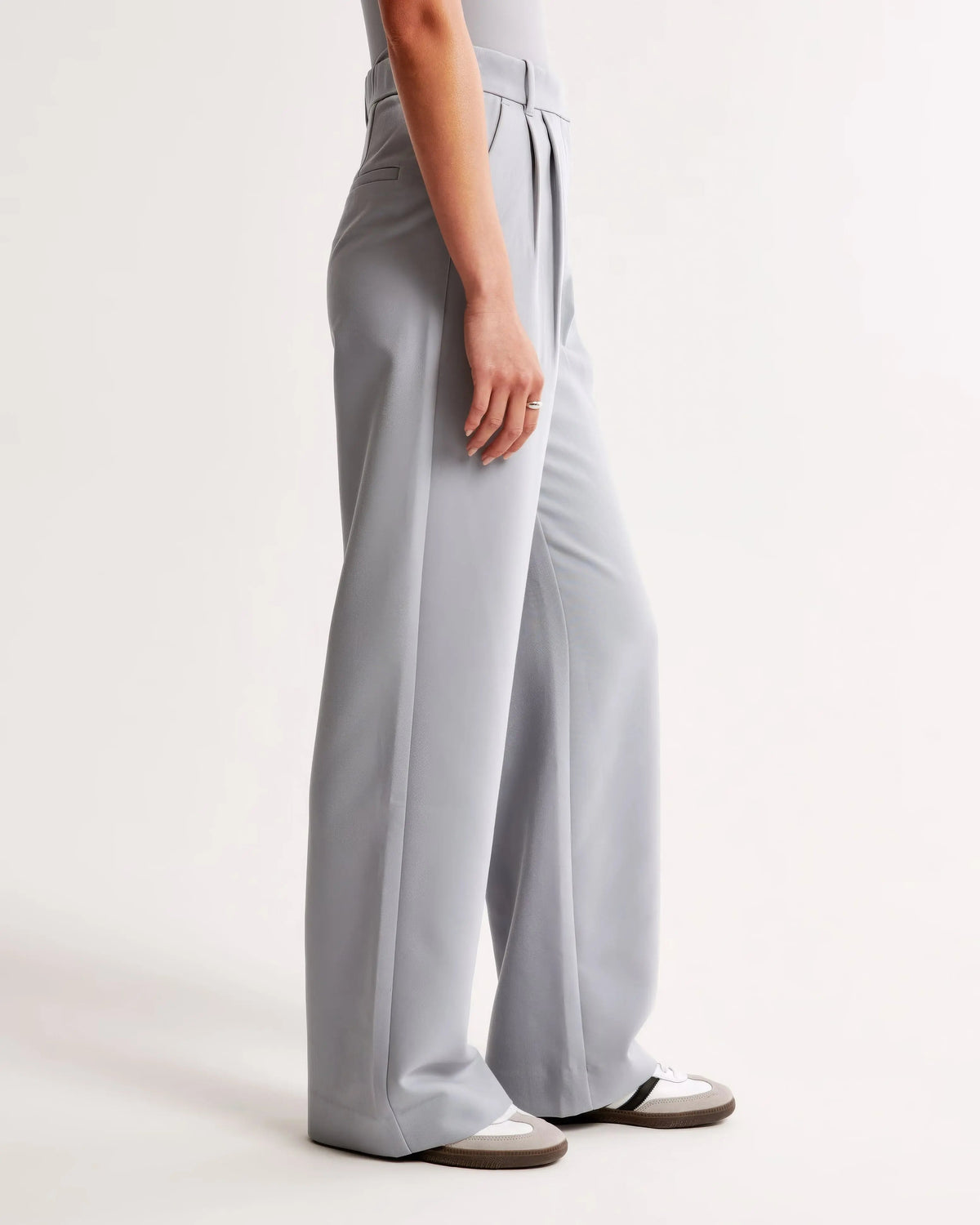 Damen Hohe Taille Lang Stoffhose