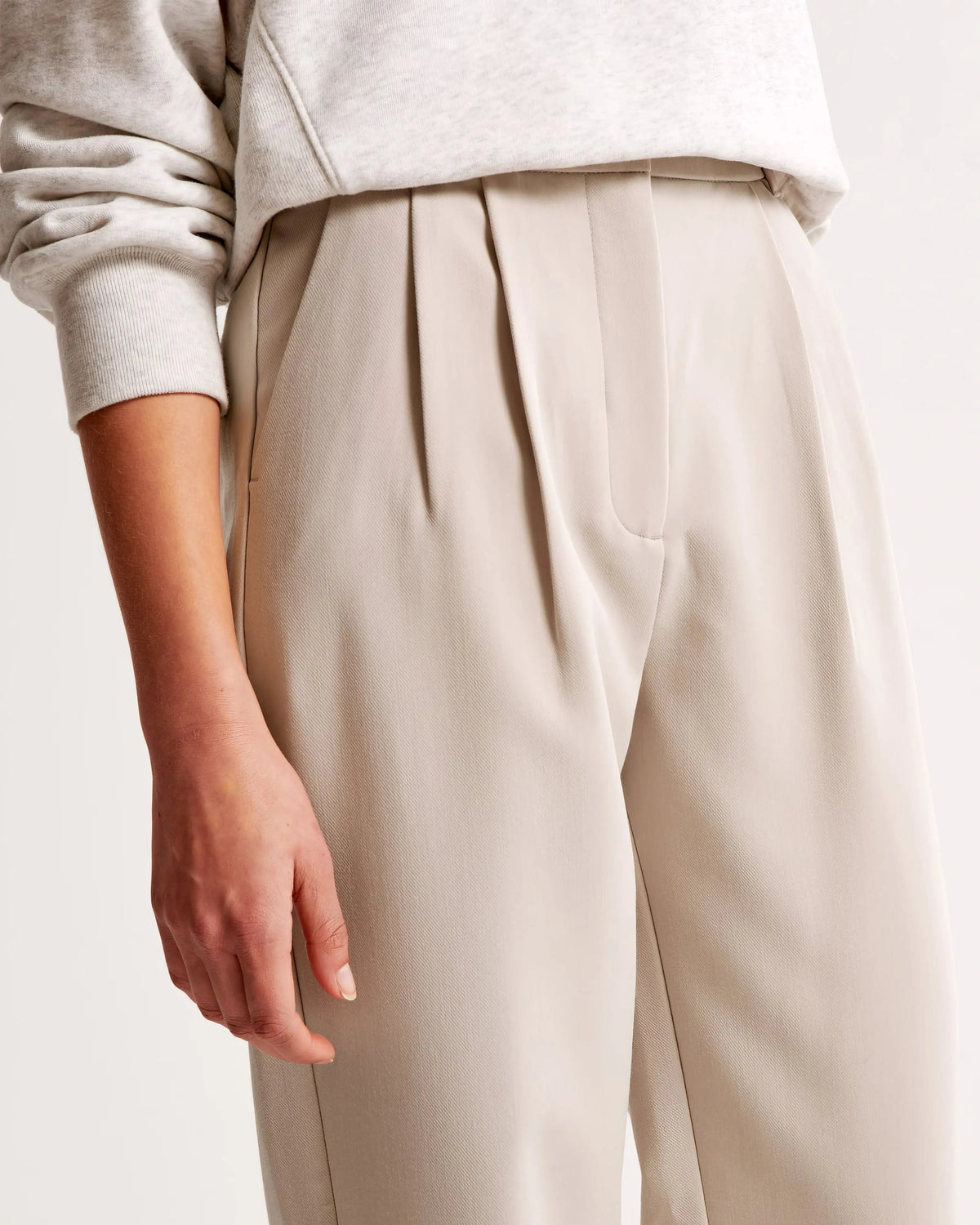 Damen Hohe Taille Lang Stoffhose