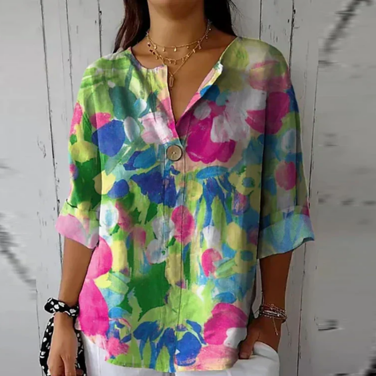 Addison | Blumenmuster Knotenverschluss Bluse