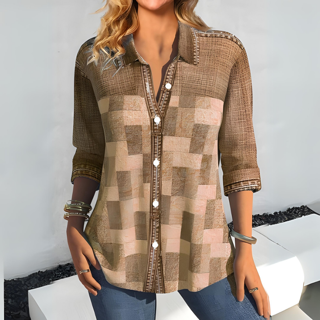 Apryl | Damen Langarm-Bluse | Knopfleiste