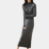 Damen Langarm Midi Strickkleid