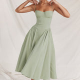 Damen A-Linien Midi Hochzeitsgast Kleid