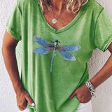 Eleanor | Camiseta con escote en V y estampado de libélulas