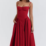 Damen A-Linien Midi Hochzeitsgast Kleid