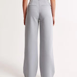 Damen Hohe Taille Lang Stoffhose