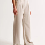 Damen Hohe Taille Lang Stoffhose