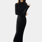 Damen Langarm Midi Strickkleid